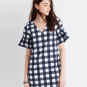 MADEWELL Leighton Bell-Sleeve Plaid Dress